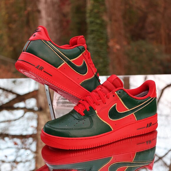 Nike Air Force 1 Red Green Gold Custom - Picture 4 of 15